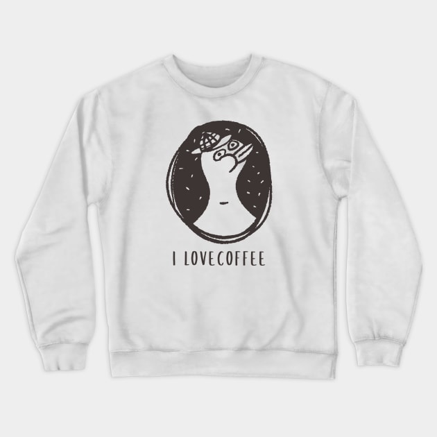 i love coffee cute Duck Crewneck Sweatshirt by AA